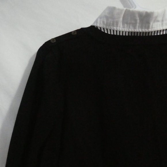 JOSEPH A. | medium | Pullover Sweater With Faux Striped Shirt | Rolled Cuffs - Picture 12 of 16